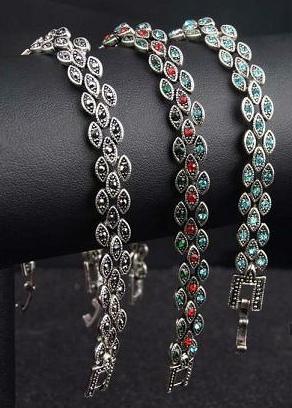 Antique Style  Bracelet    Multicolor Crystals