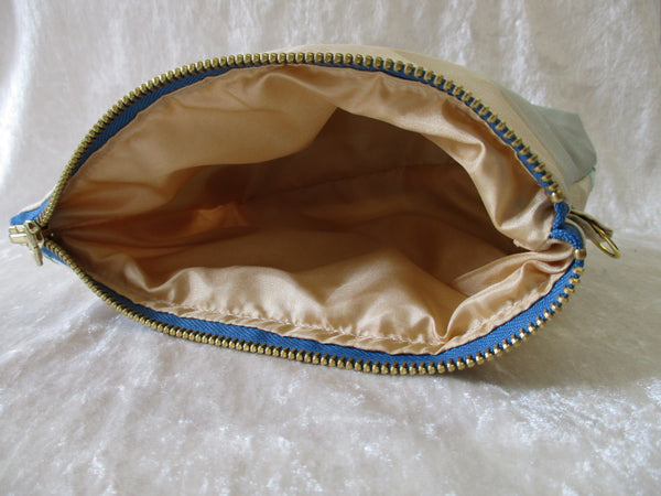 Natural Silk Bag Ivory/Blue