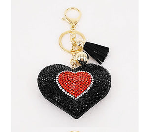 Black/Red Heart Keyring