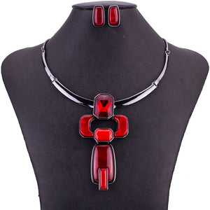 Deep Red Necklace & Earrings